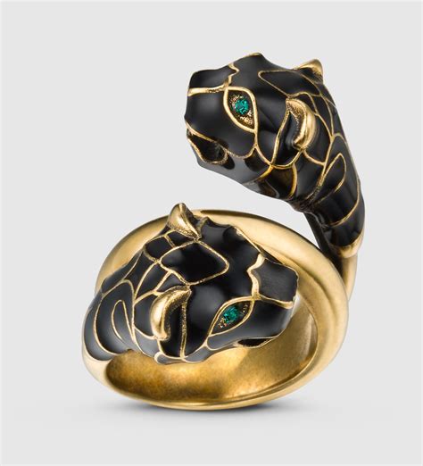 gucci black white tiger ring